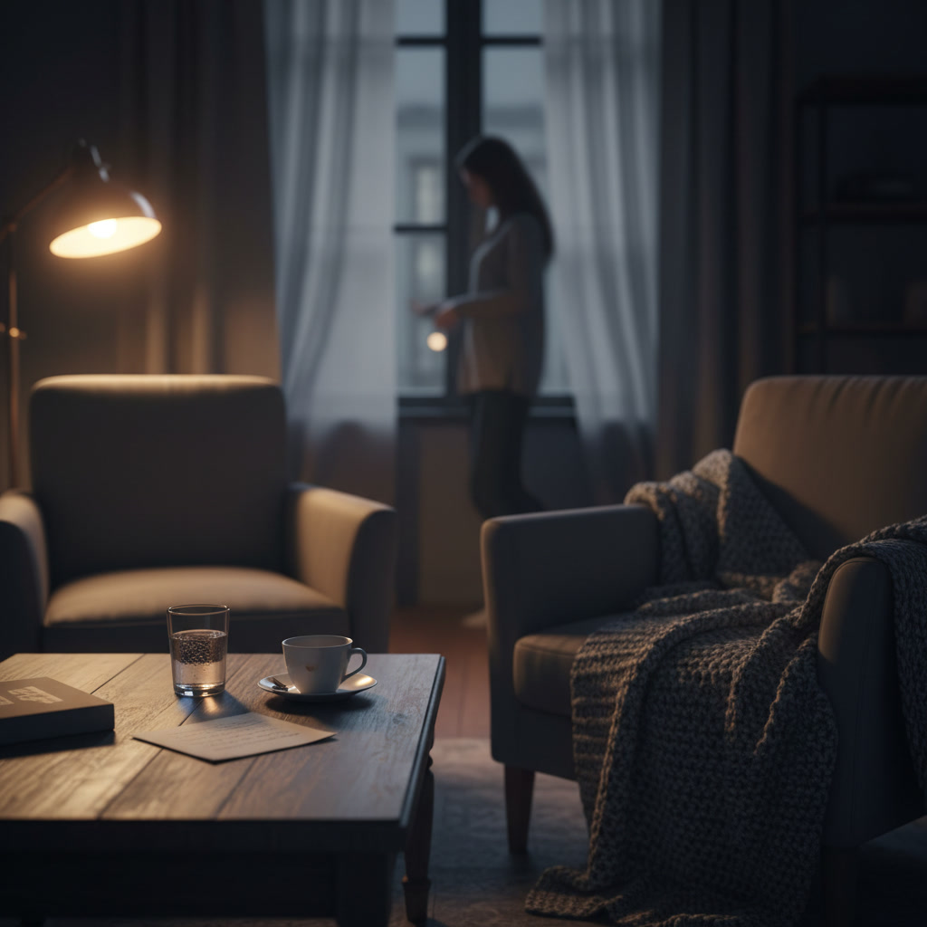 A quiet room after a difficult personal conversation.